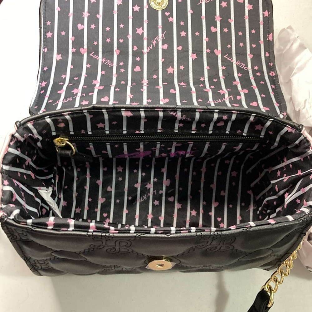 Betsey Johnson LBaddy Black And Pink Crossbody Bag NEW WITH TAGS - Picture 9 of 10